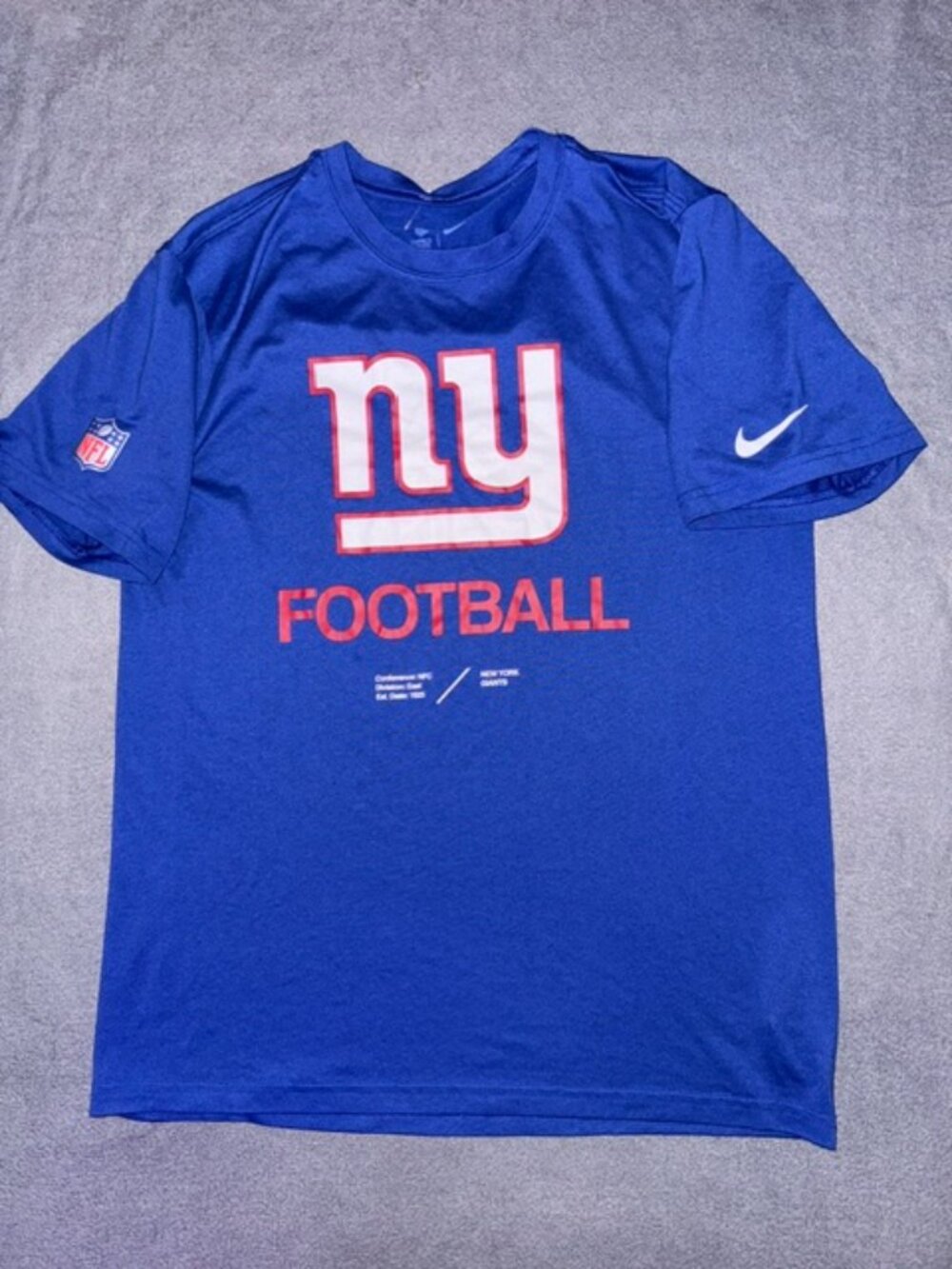 Nike Dri-FIT New York Giants T Shirt Mens Medium Blue NFL Football Graphic NFL
